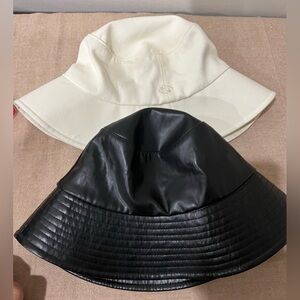 Bucket Hats - 2 pieces- black faux leather (Murua) and cream (Royal Party)